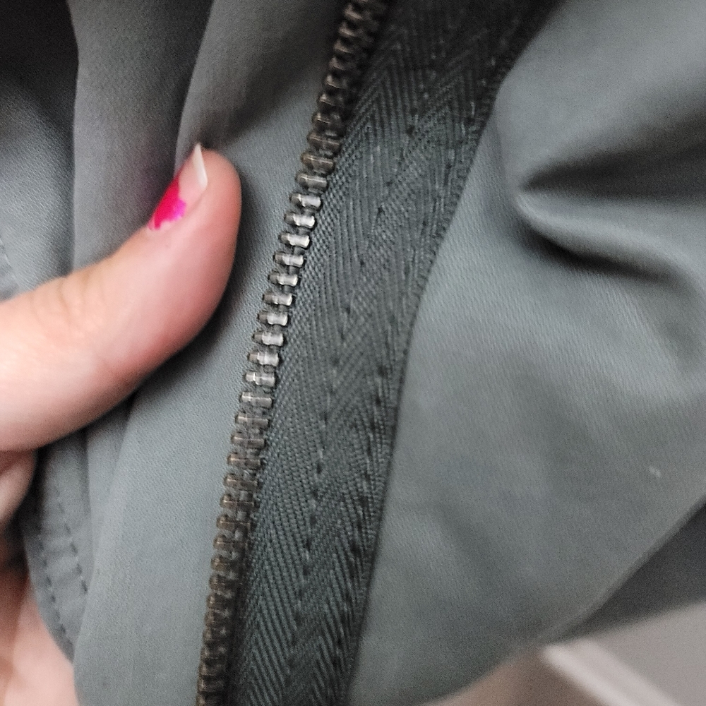 Gap TALL light green gray cotton Moto jacket - Picture 8 of 12